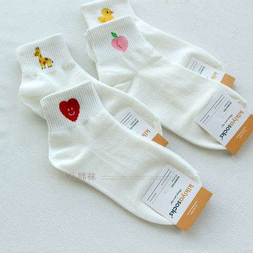 春夏秋可爱白色少女休闲纯棉短袜