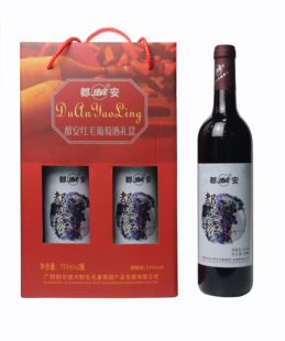 广西特产瑶岭牌野生山毛葡萄红酒 都安红礼盒 11度750ml*2瓶