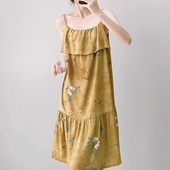 国风睡裙女薄款 夏季 新款 防凸点新中式 高级感家居服棉绸无袖 连衣裙