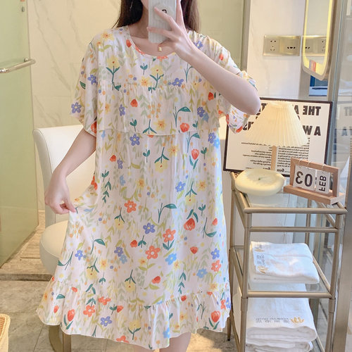 棉绸夏季清新可爱防凸点睡裙