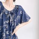 家居服春天可外穿大码 短袖 国风妈妈款 睡裙女夏季 棉绸连衣裙 新中式