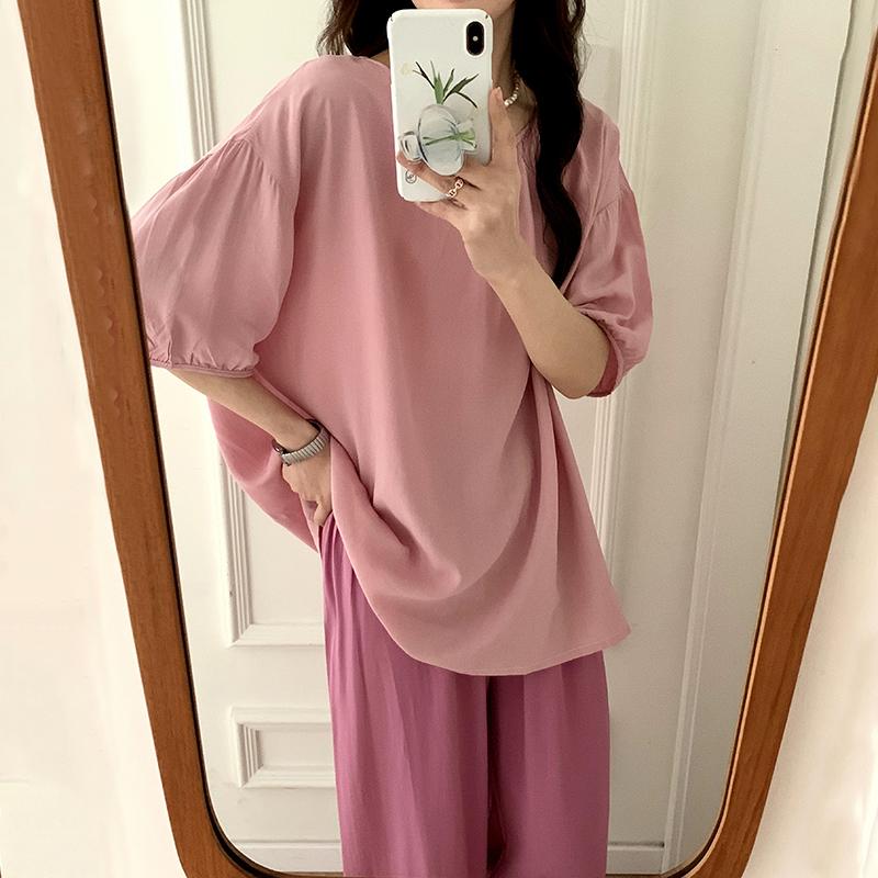 人造棉夏季薄款甜美清新睡衣