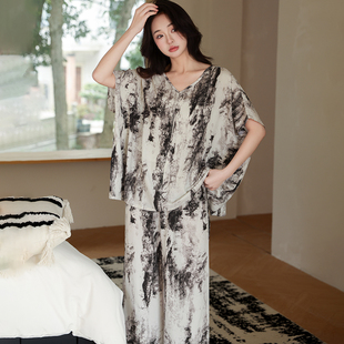 两件套高级感棉绸网红可外穿凉感加肥加大休闲家居服 睡衣女春夏季