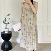 防凸点睡衣国风绵绸家居服薄 大码 夏季 宽吊带人造棉睡裙女2024新款