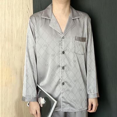 2025年新款简约男士夏季家居服冰丝睡衣春秋丝绸长袖女薄款高级感