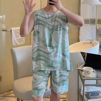 睡衣男士夏季薄款棉绸背心