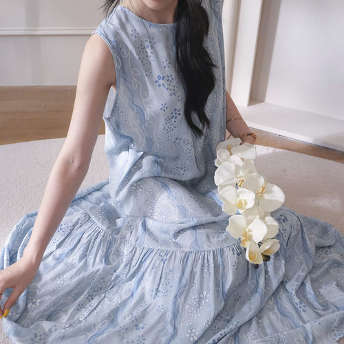 法式复古无袖背心睡裙女夏季薄款