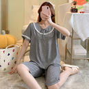 棉绸睡衣女2022年新款 洋气夏季 薄款 人造棉家居服日系格子绵绸套装