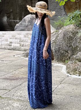 棉绸睡裙女夏印花薄款吊带两穿