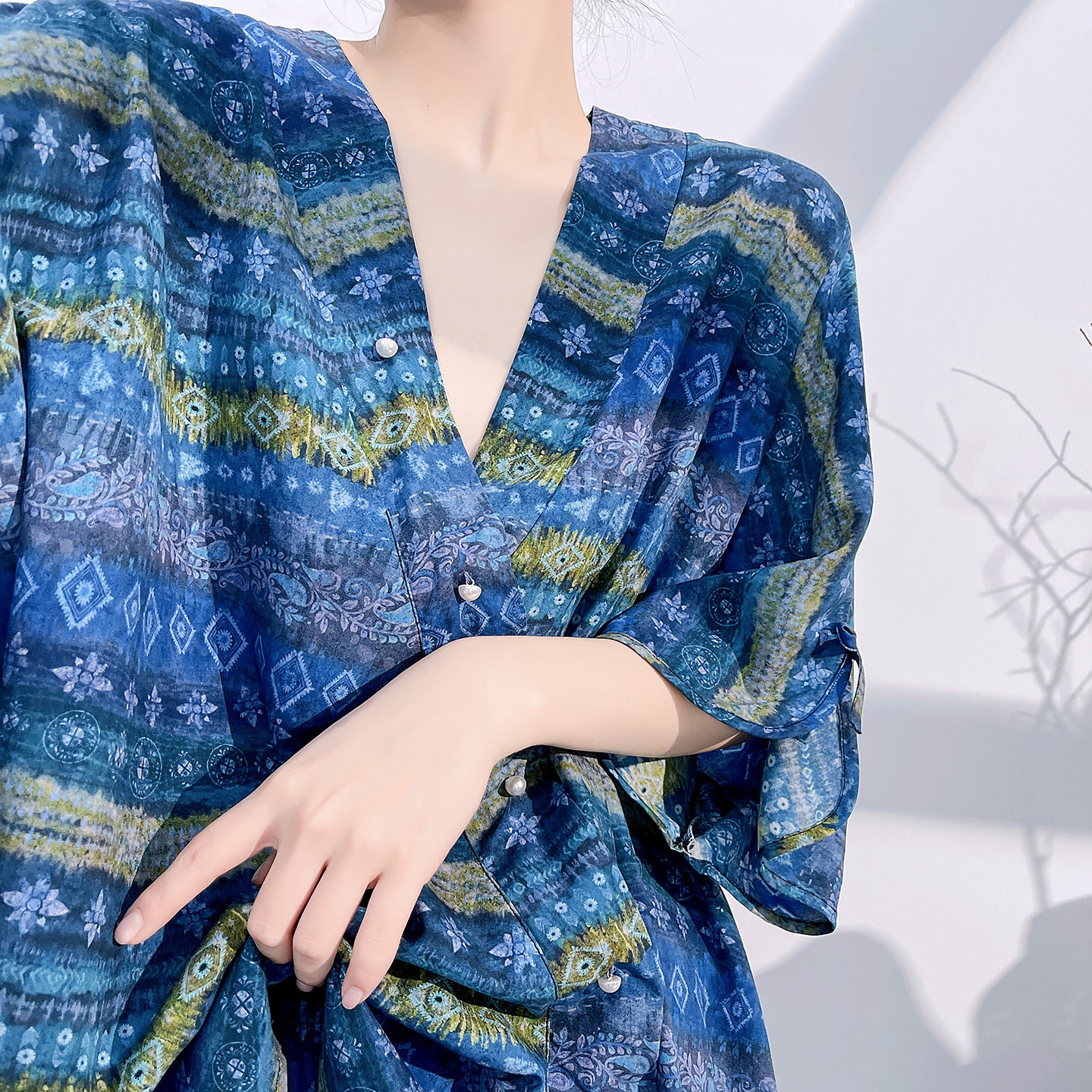 2026新款棉绸睡衣女夏季V领系带短袖长裤可外穿高级感家居服套装