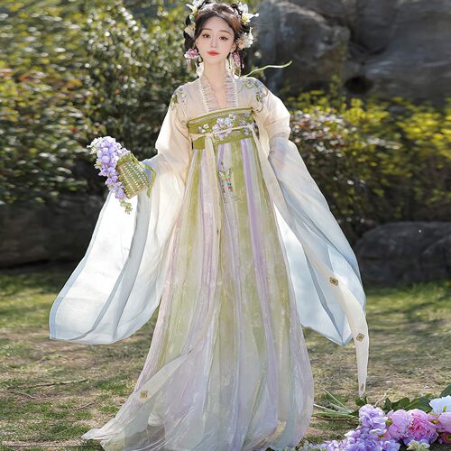 2026春夏款【冷光清露】齐胸襦裙大袖衫汉服女改良清新套装刺绣款