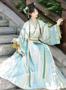 汉时韵【幽兰】晋制汉服女春秋新款中国风交领齐腰襦裙日常可穿