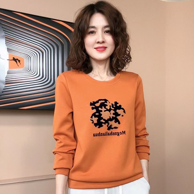 薄款圆领卫衣女春秋款减龄C春季女装2025新款上衣内搭长袖打底衫