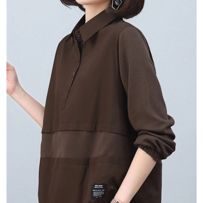 气质翻领卫衣女2025年春秋新款时尚宽松中年妈妈休闲减龄套头上衣