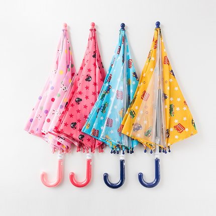 外贸日单儿童雨伞女童小学生幼儿园宝宝可爱透明半自动长柄晴雨伞
