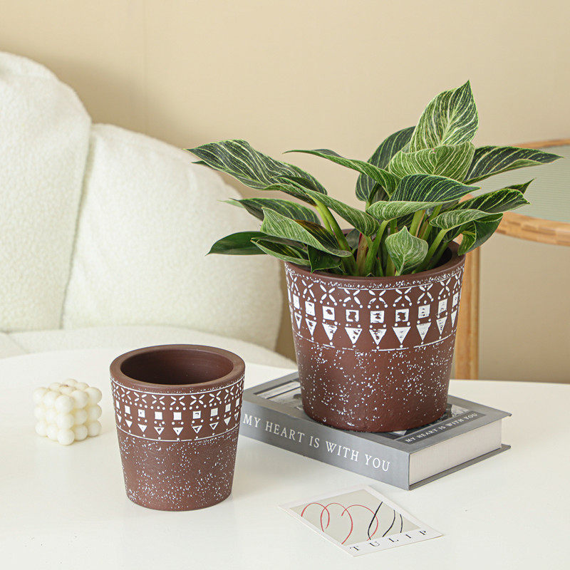 复古大号透气紫砂陶瓷花盆庭院绿植蕨类盆景简约粗陶复古欧式创意