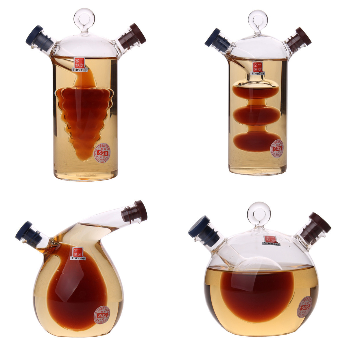 油醋瓶二合一网红创意油瓶防漏不挂油厨房酱油醋玻璃一体瓶空酒瓶