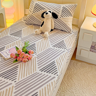 牛奶绒学生床笠宿舍专用90×190单人床单1米珊瑚绒1.2床垫保护罩