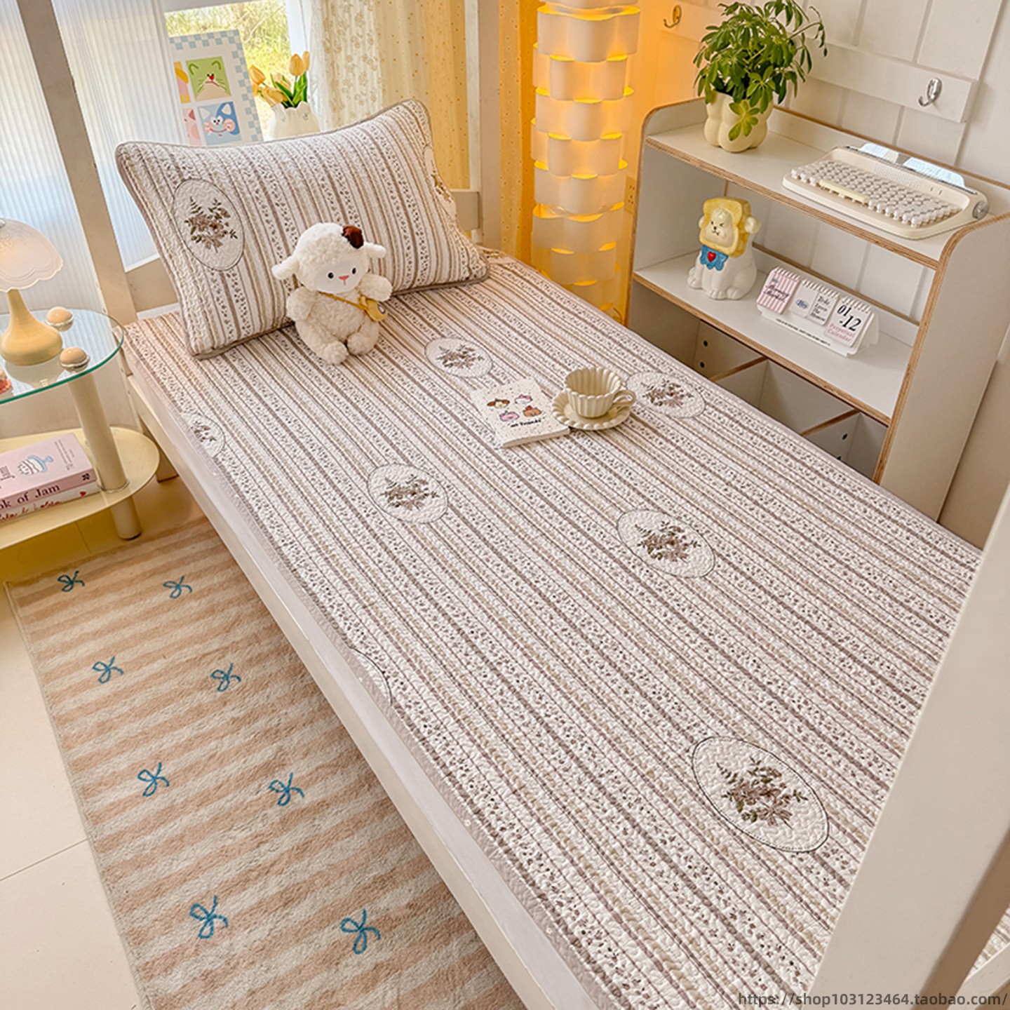 全棉床盖两件套小清新纯棉夹棉