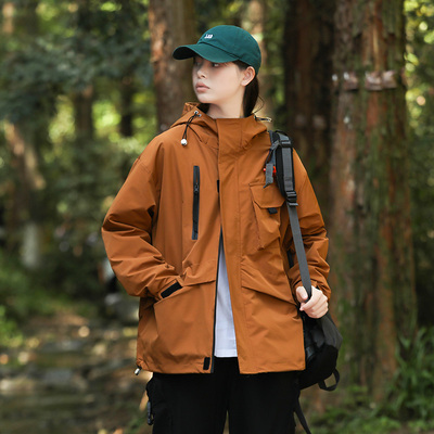 快爵男女春秋季潮流连帽工装夹克