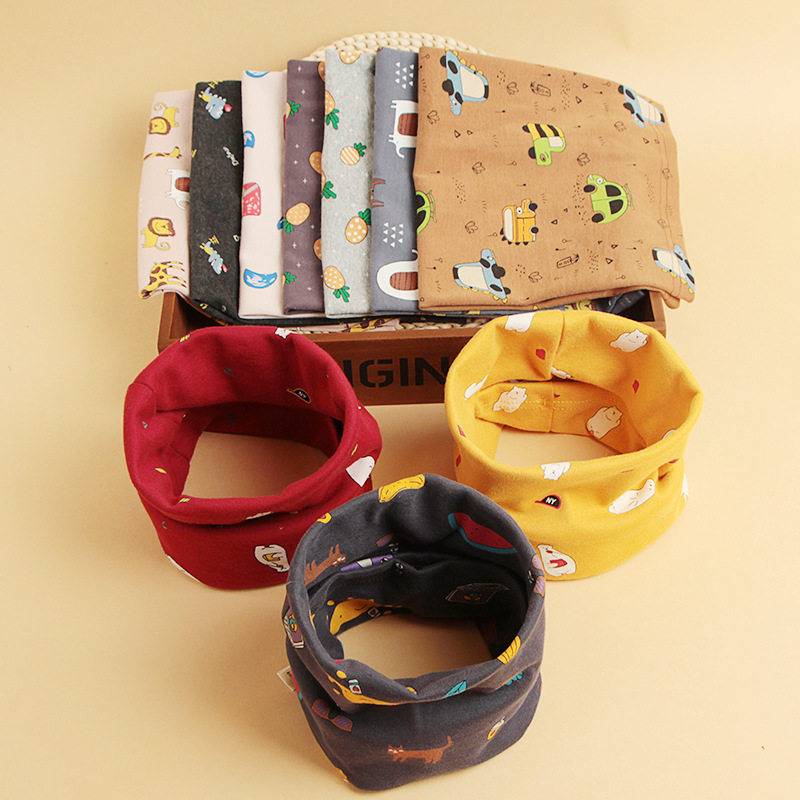 韩版百搭宝宝围巾秋冬薄款纯棉恐龙1-2岁3-5儿童围脖套脖婴儿秋季