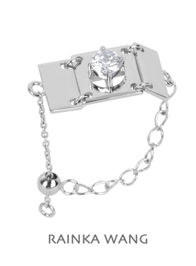 RAINKAWANG原创设计925银镀金镶锆石10-31号可调节小众质感戒指