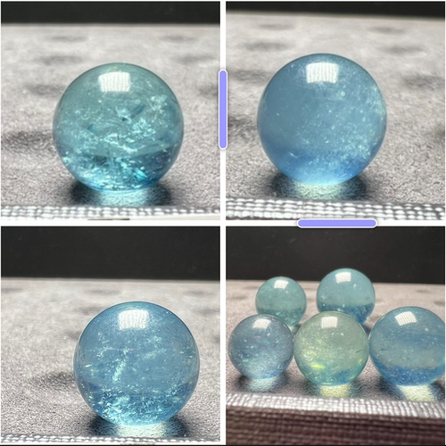 一物一图纯天然海蓝宝散珠单珠手链多宝配饰10/12/14圆珠7A透体