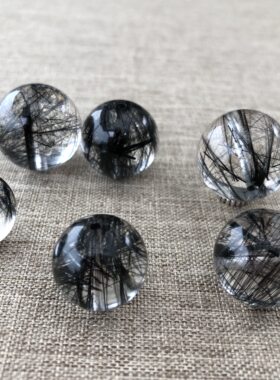 散珠纯天然原矿黑发晶