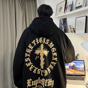 重磅华棉欧美式嘻哈潮流发泡印花宽松连帽卫衣W358-P55图片