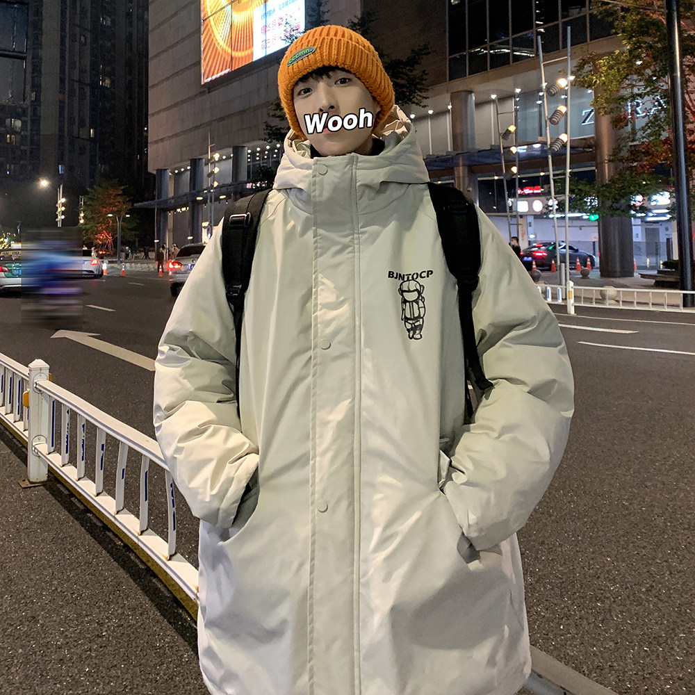 W156-P120冬装潮牌ins印花图案连帽宽松休闲加厚棉衣外套,男装棉衣,电商A486