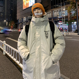 W156-P120冬装潮牌ins印花图案连帽宽松休闲加厚棉衣外套，男装棉衣，电商A486