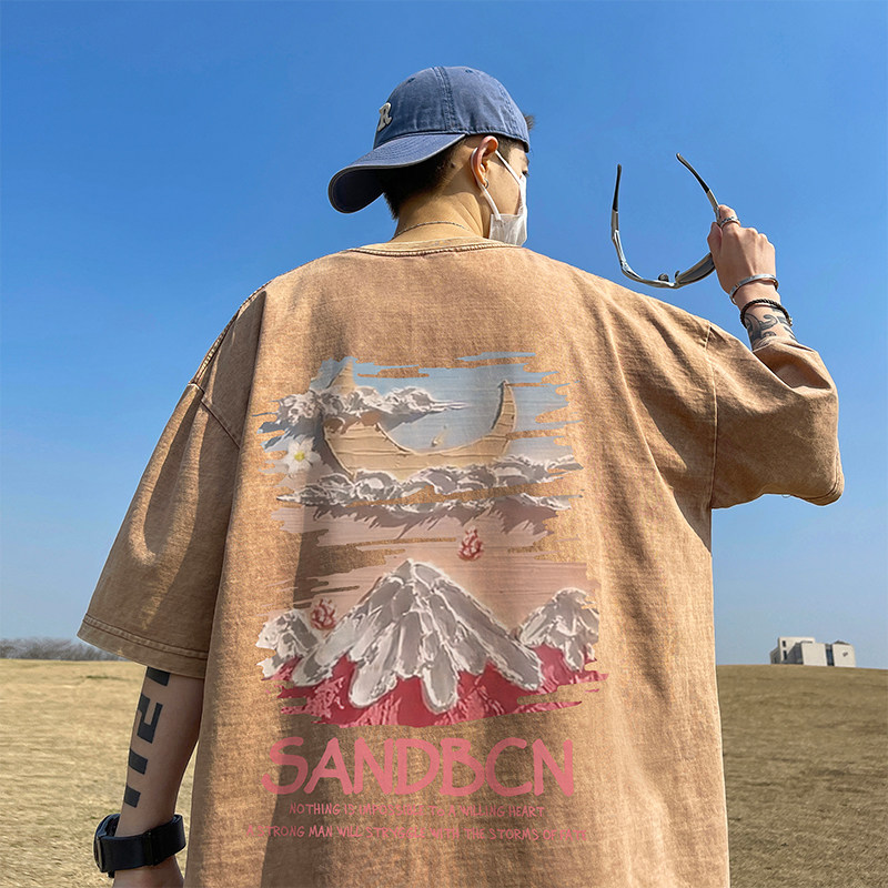 直播品质 数据好 240克重磅水洗纯棉 美式潮牌宽松短袖t恤T922P38图片