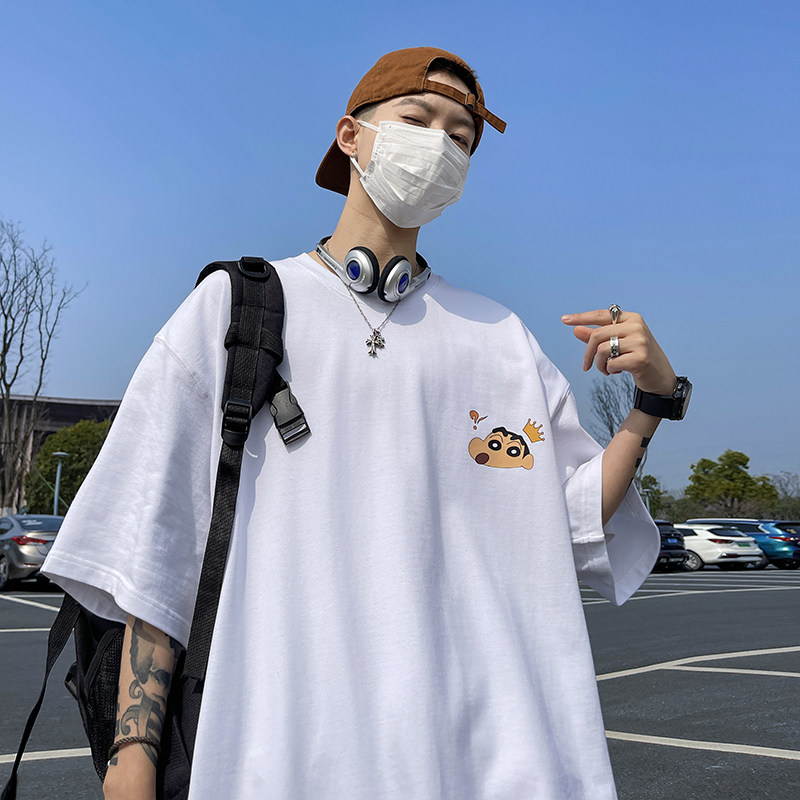 220克纯棉直播有重磅280G双纱美式潮牌卡通宽松短袖t恤T697-P25,男装T恤,电商A486