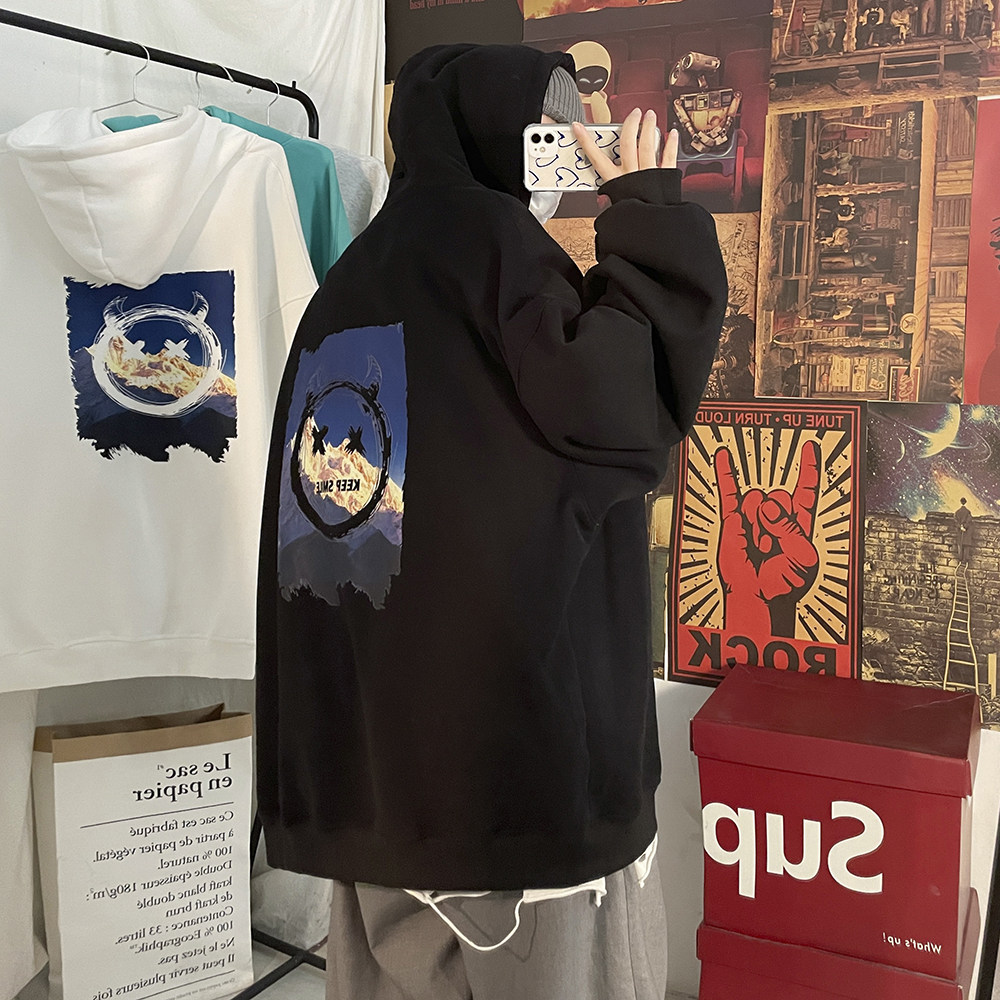 2023秋装新款美式潮牌高街宽松连帽印花小怪兽卫衣外套W130-P35,男装卫衣,电商A486