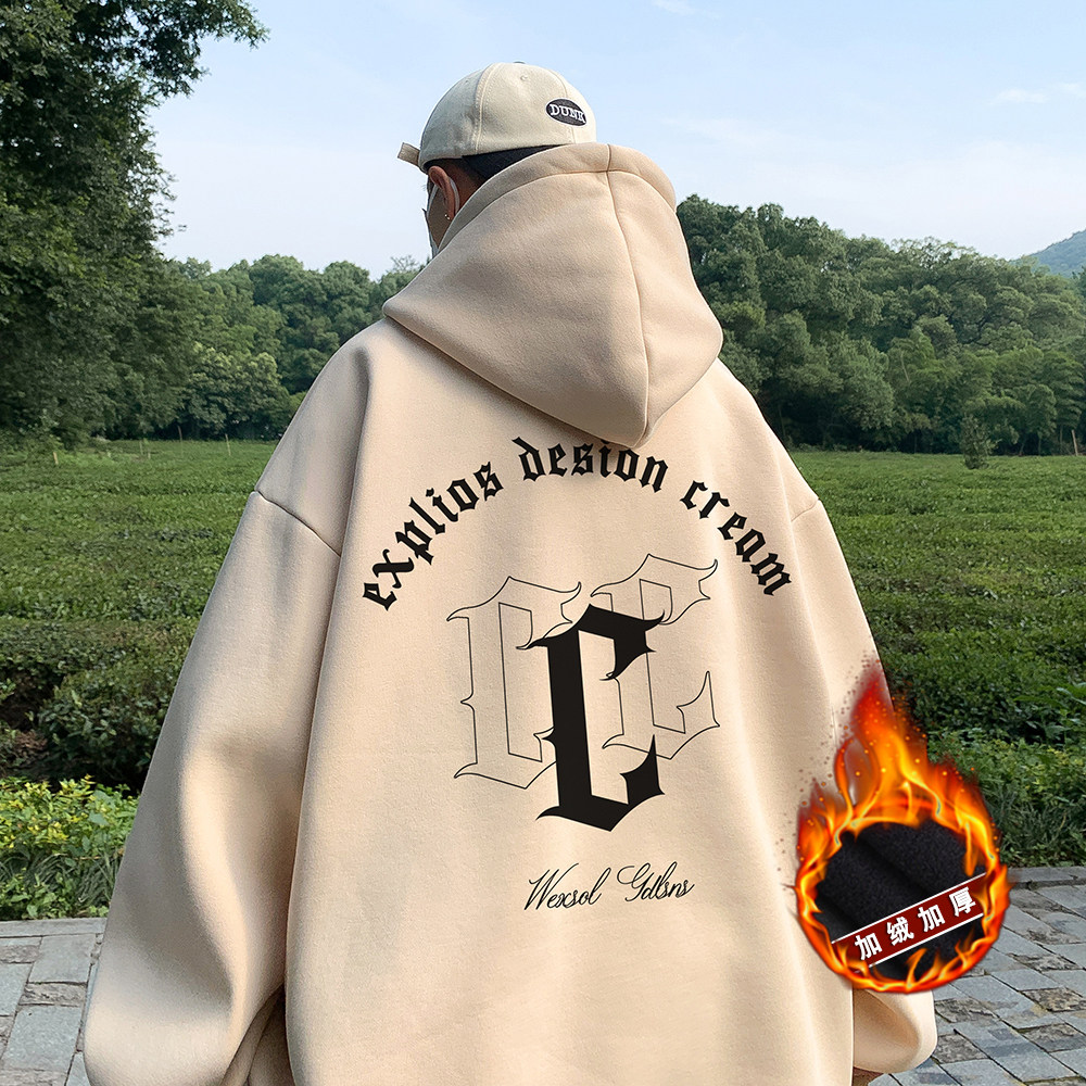 抖音品质重磅加绒加厚欧美式嘻哈连帽印花潮流卫衣外套W528-P55,男装卫衣,电商A486