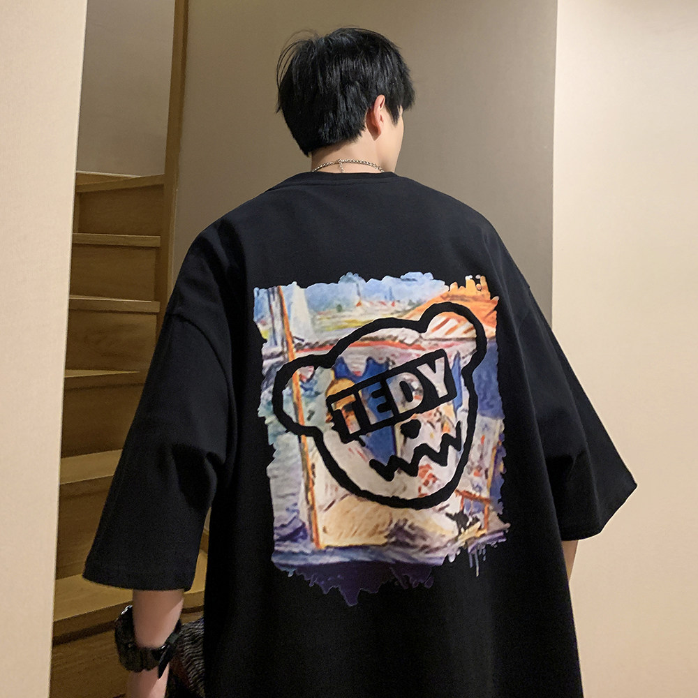 数据超好抖音重磅210克棉潮牌印花宽松短袖t恤T305-P25,男装T恤,电商A486