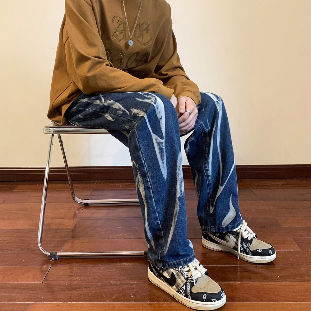 美式潮牌ins高街宽松直筒水洗牛仔裤男阔腿拖地老爹长裤K202-P50,男装牛仔裤,电商A486