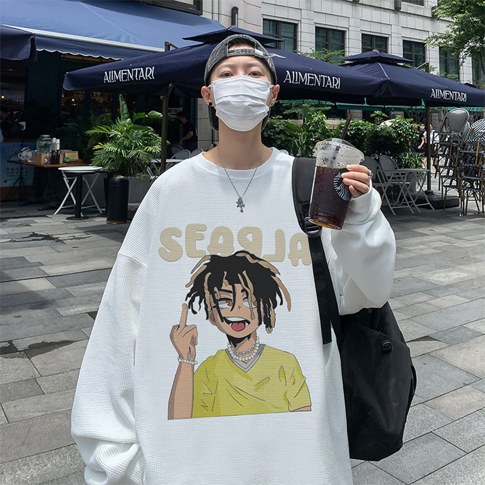 数据超好抖音品质华夫格美式印花潮流圆领卫衣外套W175-P35,男装卫衣,电商A486