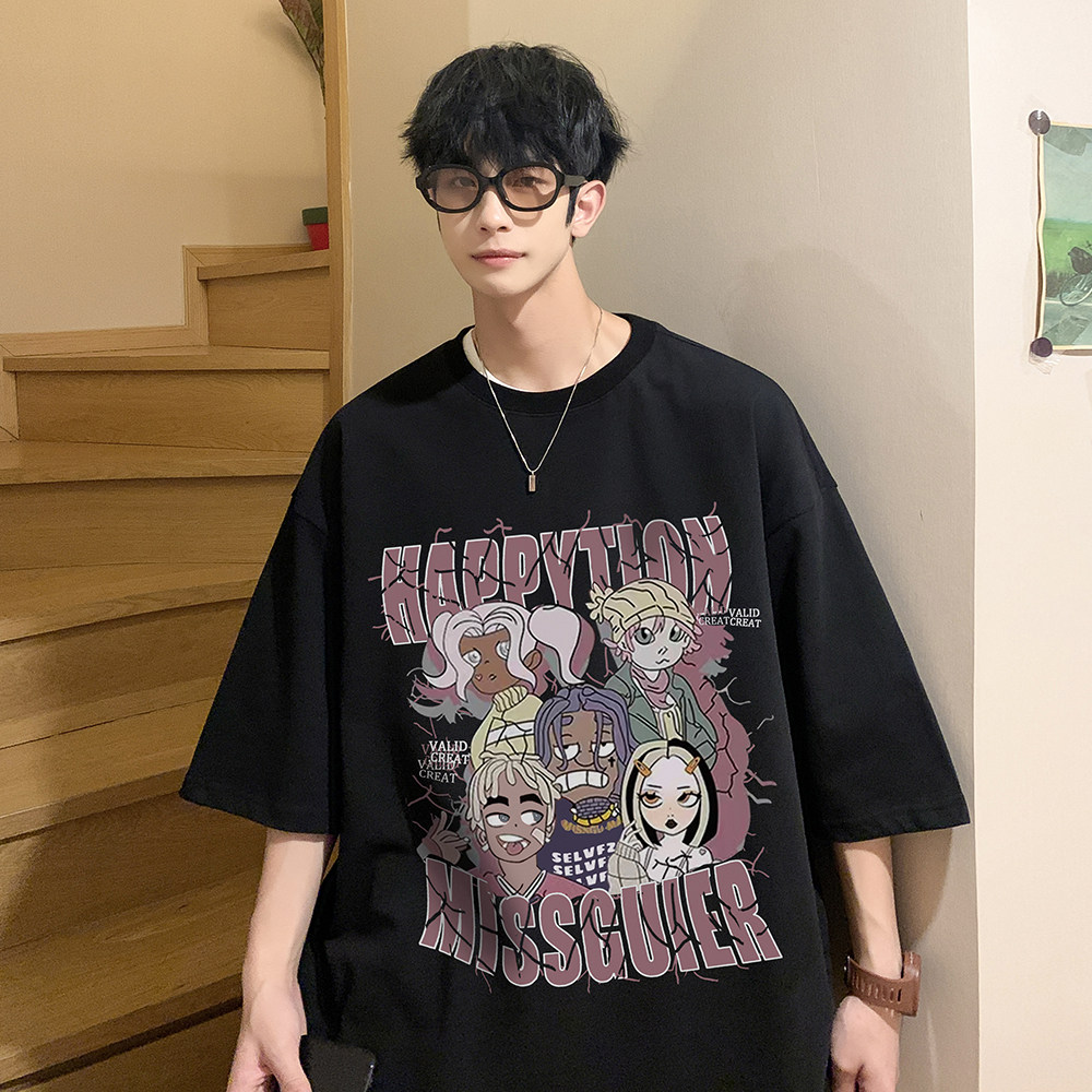 数据超好抖音重磅210克棉潮牌印花宽松短袖t恤T515-P25,男装T恤,电商A486