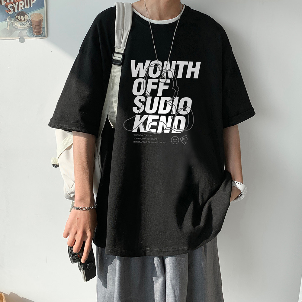 潮牌嘻哈印花宽松短袖t恤男2023夏装韩版ins半袖上衣体恤T210-P25,男装T恤,电商A486
