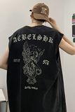 抖音品质数据超好美式暗黑水洗做旧潮牌无袖t恤背心BX672-P35，男装T恤，电商A486