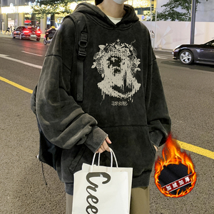 欧美hiphop连帽卫衣男春秋季高级感潮牌街头美式复古重磅套头外套图片