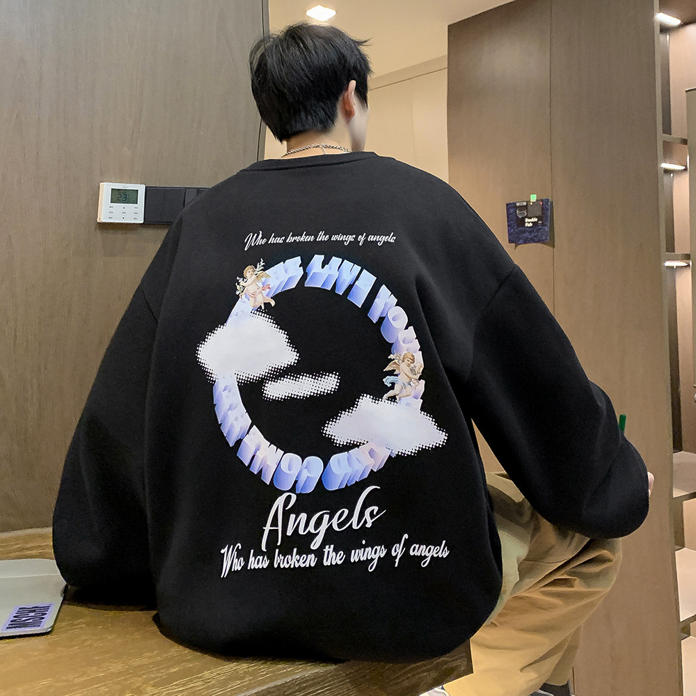 重磅华棉2023春装欧美式嘻哈印花潮流圆领卫衣W257-P40,男装卫衣,电商A486