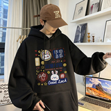 重磅华棉2023春装美式潮牌卡通宽松连帽卫衣外套W715-P50，男装卫衣，电商A486