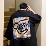 数据超好重磅纯棉2023夏装新款潮牌印花宽松短袖t恤T305-P25，男装T恤，电商A486