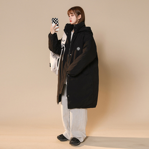 2024冬装新款韩版中长款情侣棉衣外套加厚连帽棉服女 Y1803-P120图片
