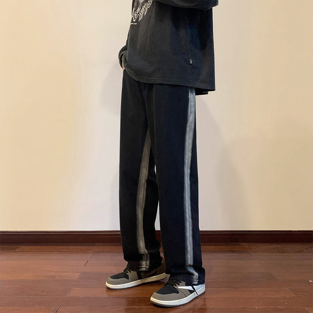 美式潮牌ins高街宽松直筒水洗牛仔裤男阔腿拖地老爹长裤 K205-P50图片