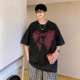 数据超好重磅240克美式水洗做旧潮牌宽松短袖t恤T506-P38控58，男装T恤，电商A486