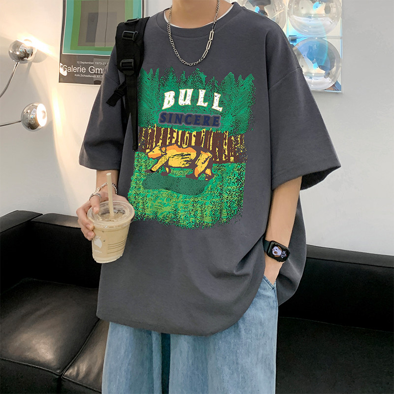 220克重磅美式潮牌宽松短袖t恤T855P28直播有280克三本针精品P35,男装T恤,电商A486