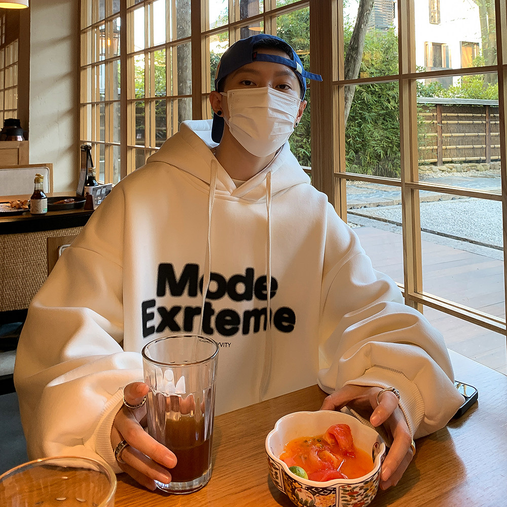 重磅华棉2023春装美式模糊字母丝网印花潮流连帽卫衣W288-P50，男装卫衣，电商A486